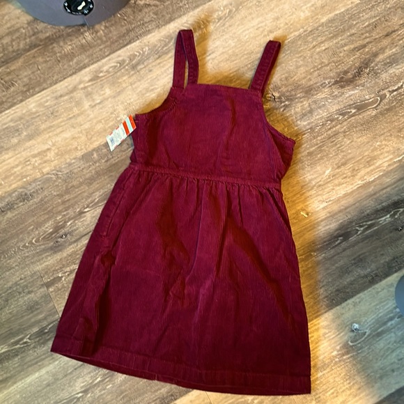 Cat & Jack Kids Burgundy Corduroy CottonJumpsuit Dress with Pockets Sz 10/12 New - Picture 2 of 5